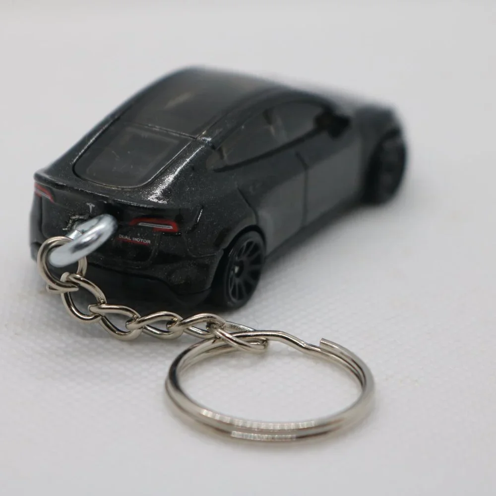 Hot Wheels black Tesla Y model Green Speed custom keychain
